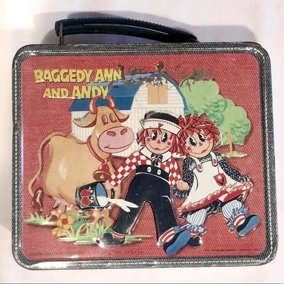 Raggedy Ann and Andy 1973 metal antique lunchbox and thermos - Picture 2 of 12